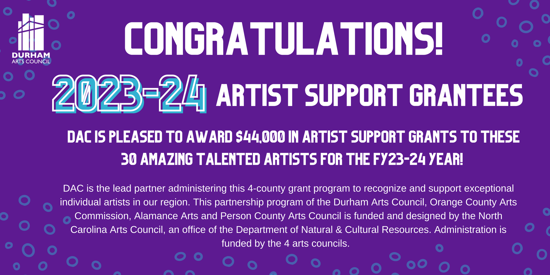 December 21st, 2023, Art Vibes Newsletter Durham Arts Council